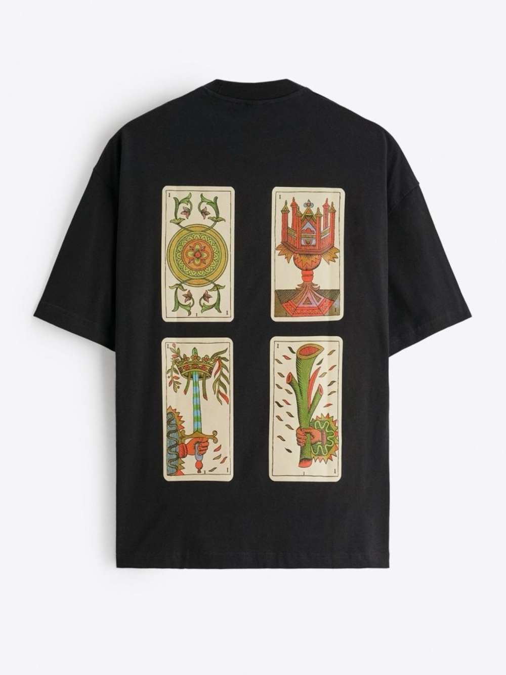 Rare Zara Ringer T-Shirt Mens Small Retro Contrast Trim Short Sleeve Magic Cards
